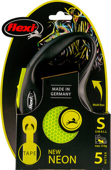 Flexi new neon tape small geel, 5m tot 15kg